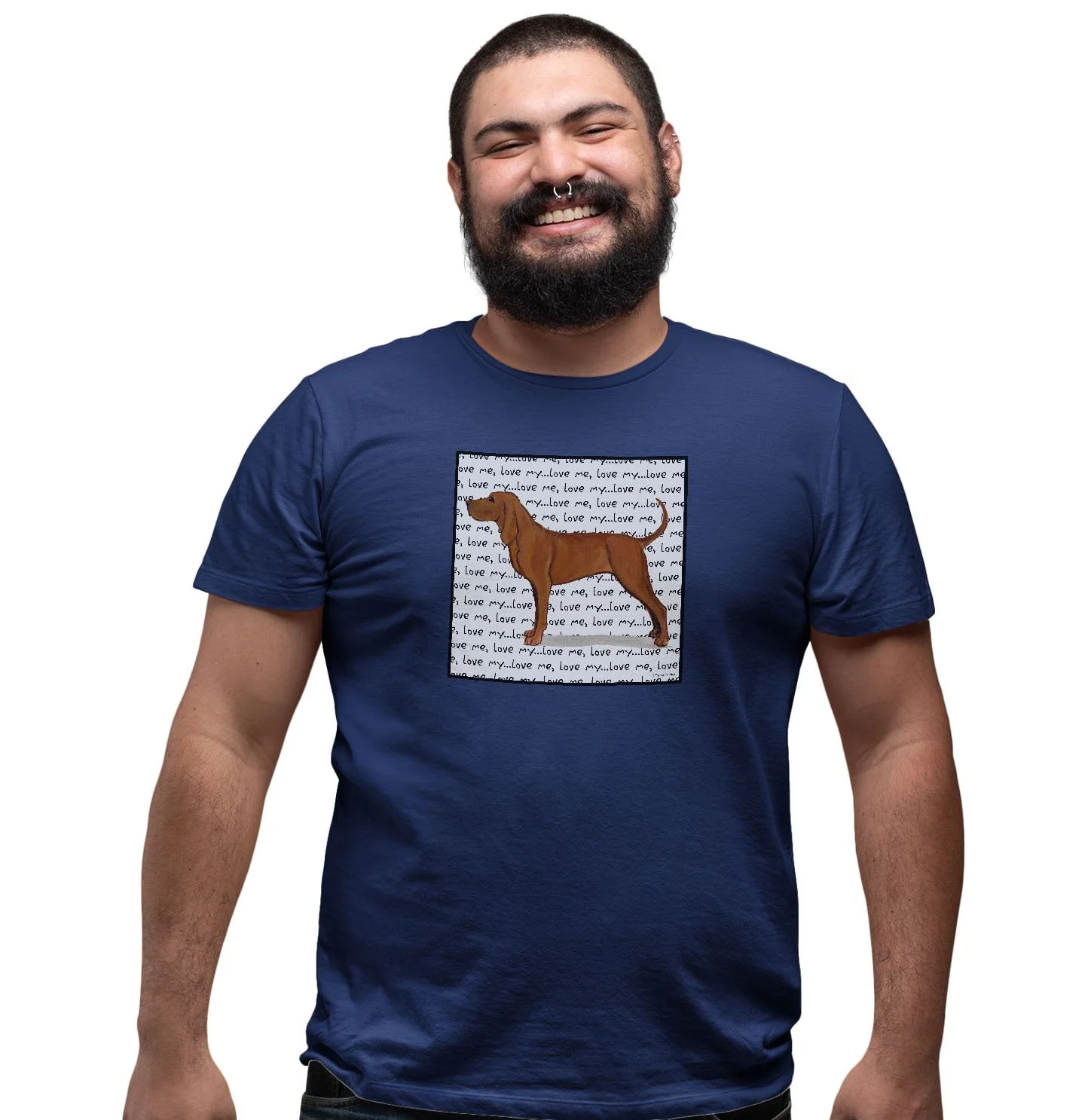 Redbone Coonhound Love Text - Adult Unisex T-Shirt - Image 4