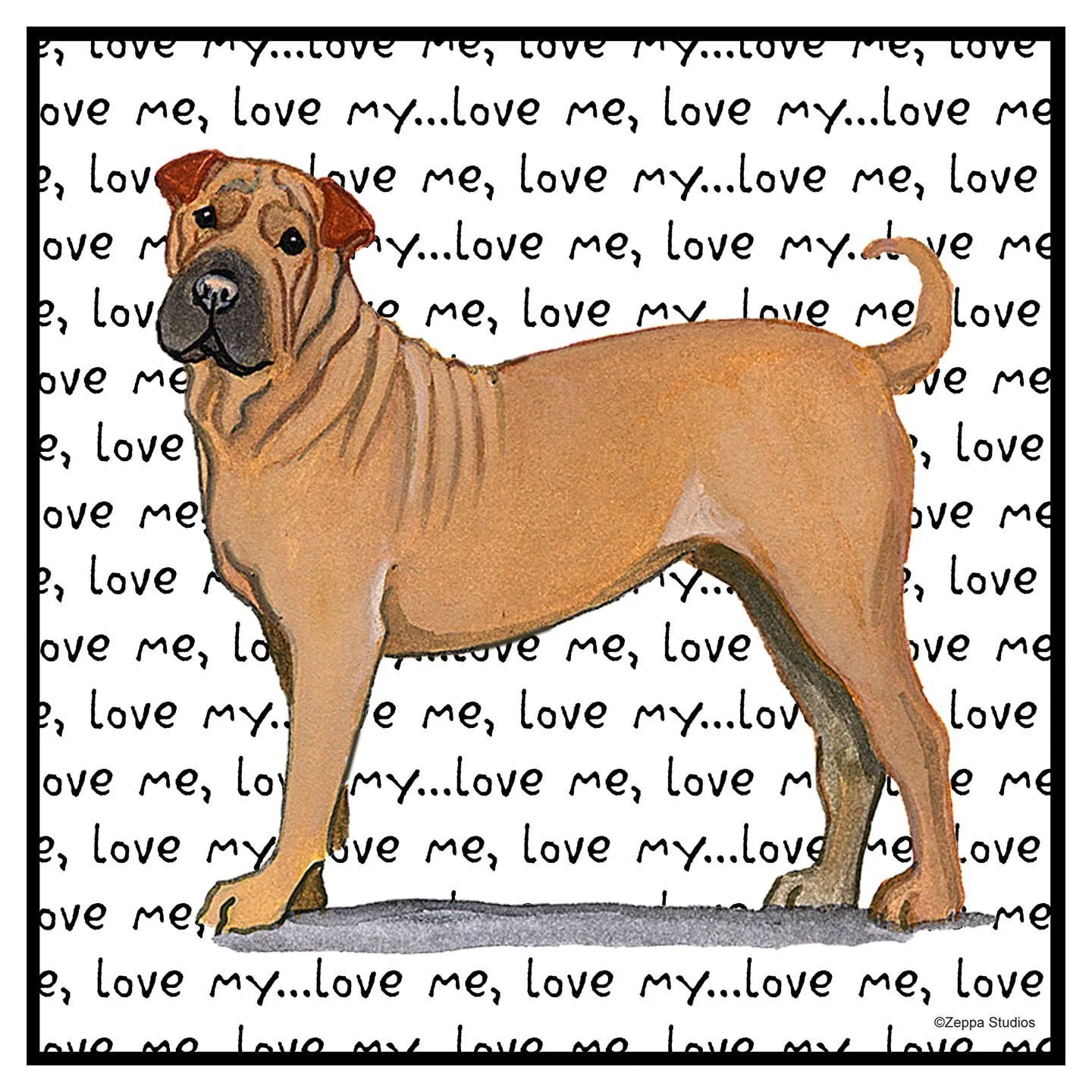 Chinese Shar-Pei Love Text - Adult Unisex Hoodie Sweatshirt - Image 2