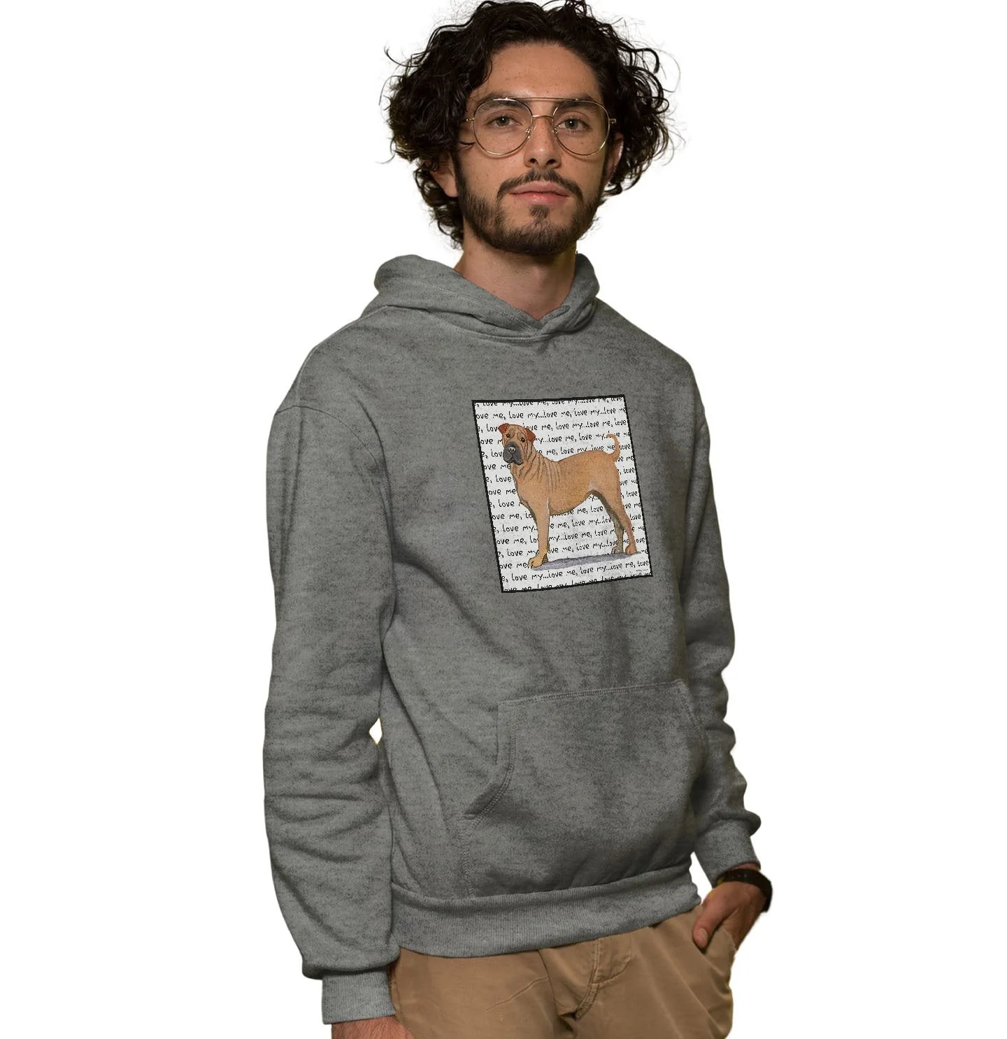 Chinese Shar-Pei Love Text - Adult Unisex Hoodie Sweatshirt - Image 3