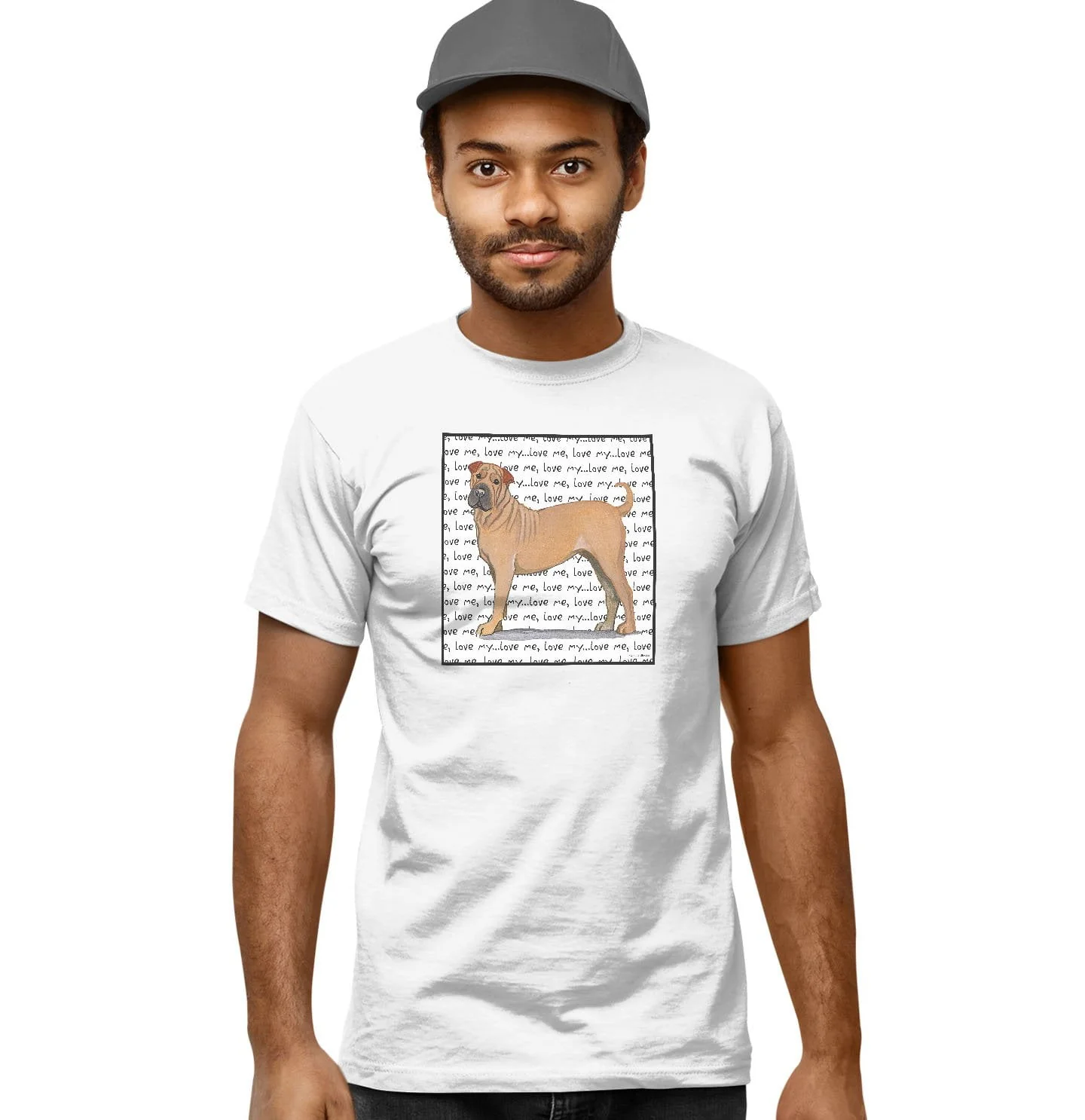 Chinese Shar-Pei Love Text - Adult Unisex T-Shirt - Image 6