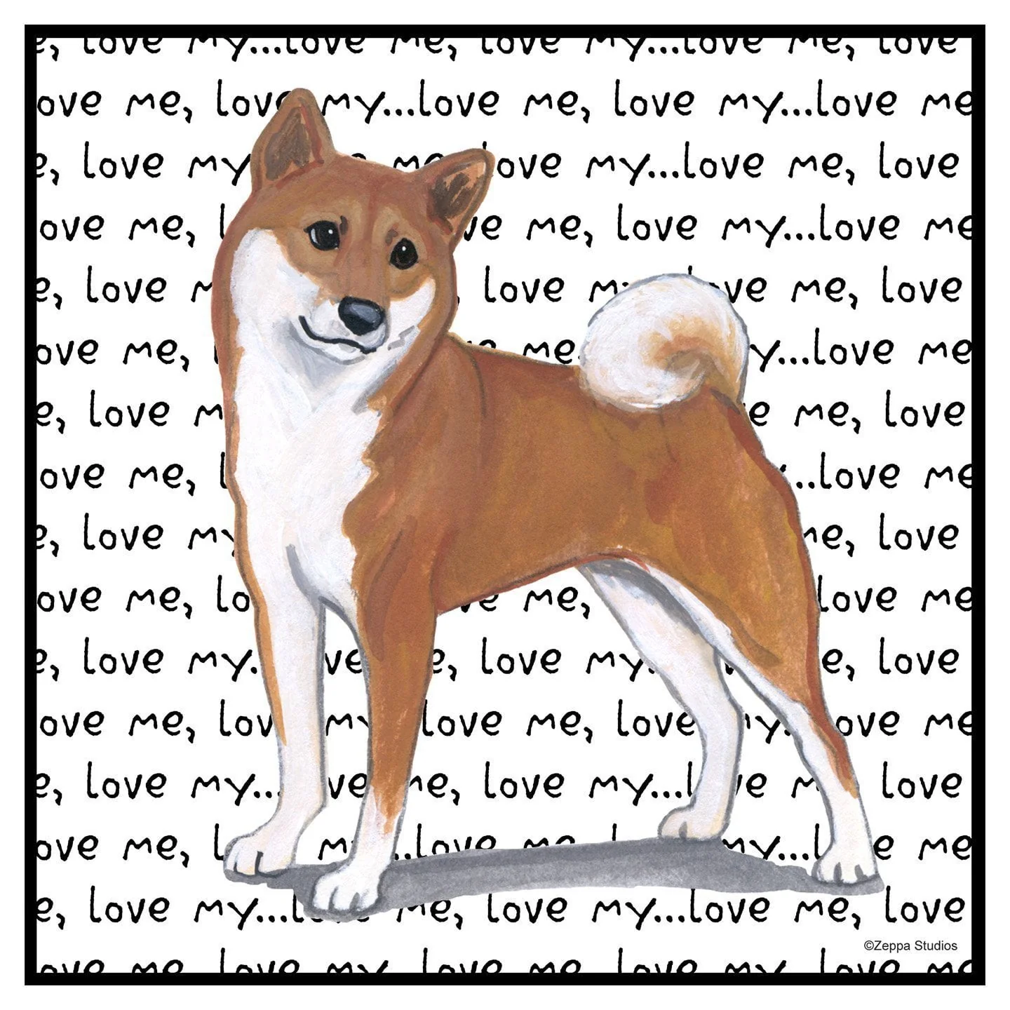 Shiba Inu Love Text - Adult Unisex T-Shirt - Image 2