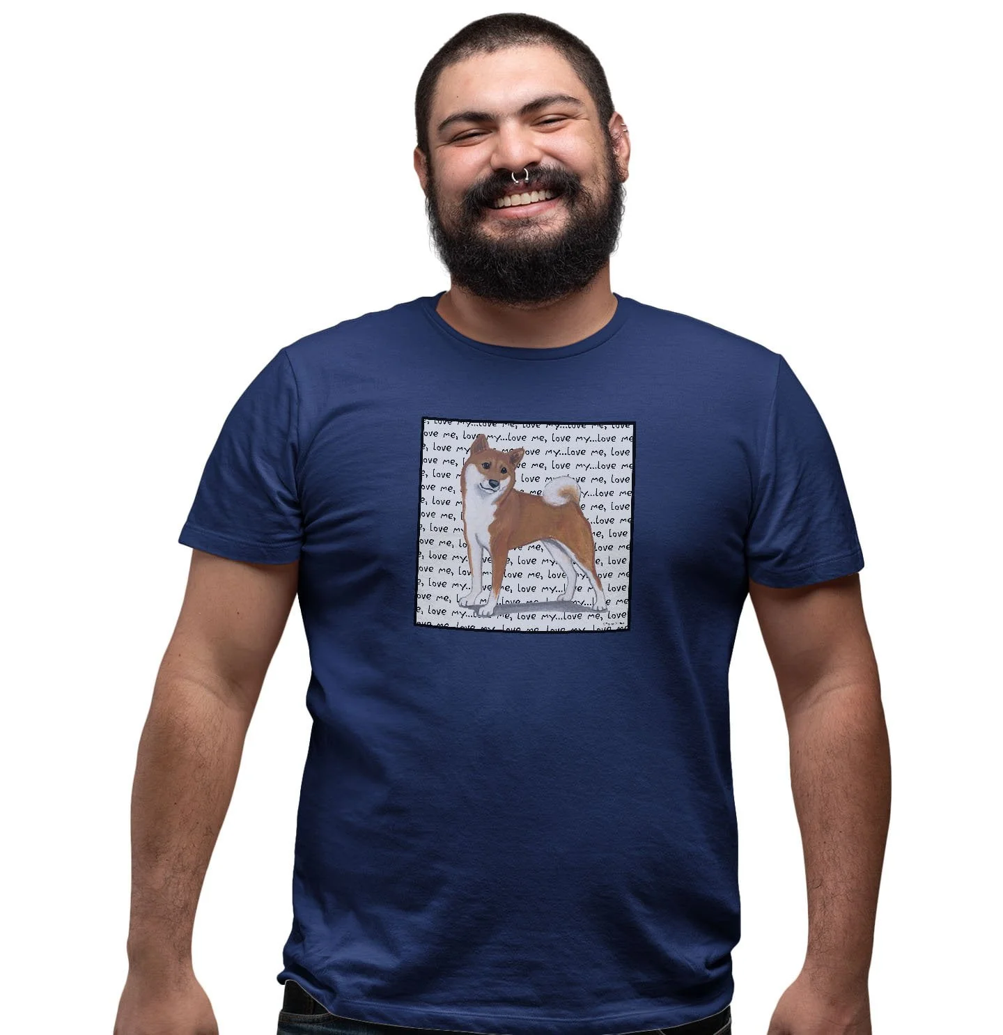 Shiba Inu Love Text - Adult Unisex T-Shirt - Image 5