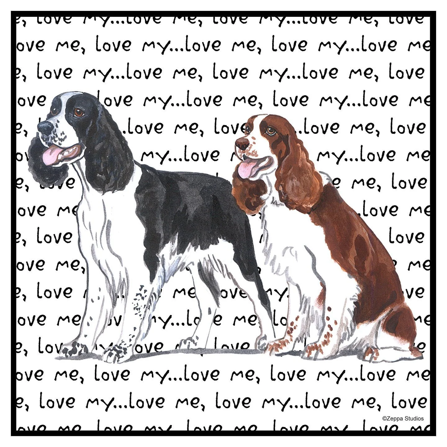 English Springer Spaniel Duo Love Text - Adult Unisex Hoodie Sweatshirt - Image 2