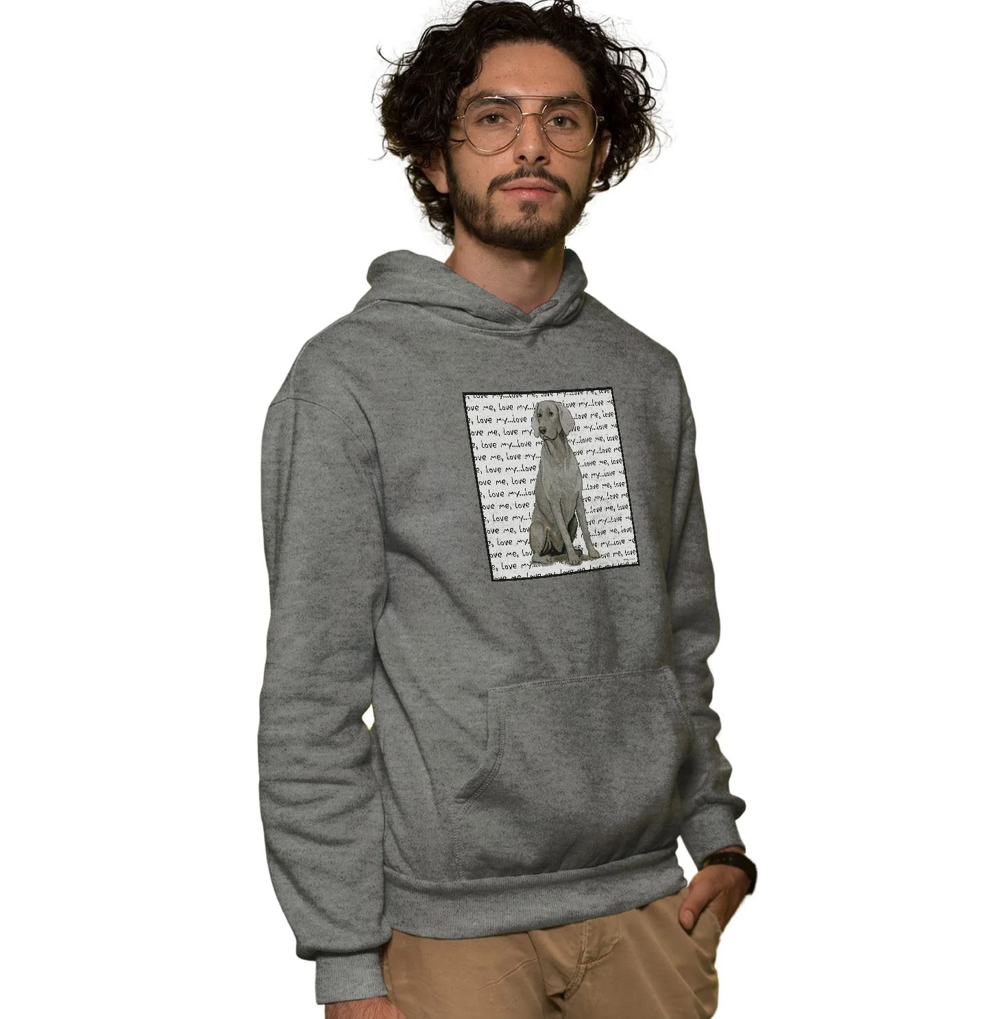 Weimaraner Love Text - Adult Unisex Hoodie Sweatshirt - Image 3