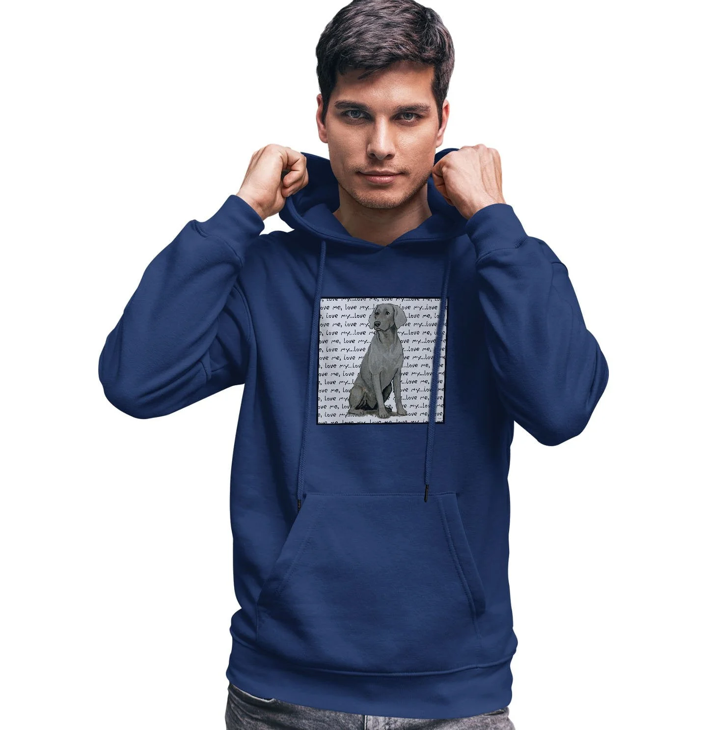 Weimaraner Love Text - Adult Unisex Hoodie Sweatshirt - Image 4