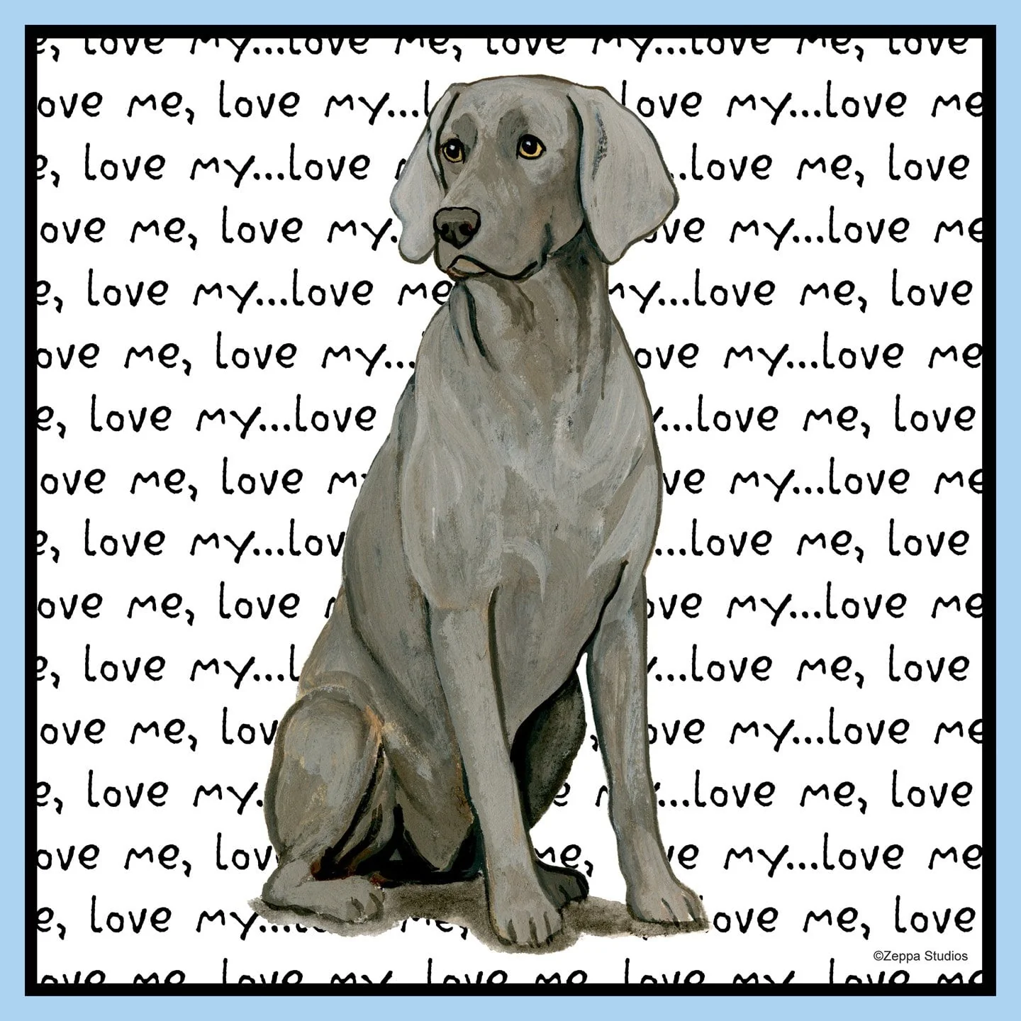 Weimaraner Love Text - Adult Unisex T-Shirt - Image 2