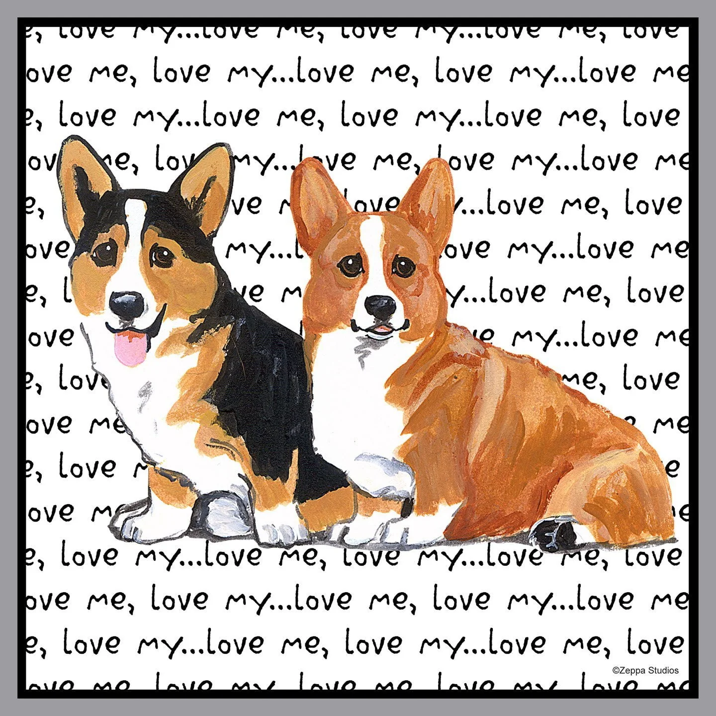 Two Corgi Love Text - Adult Unisex T-Shirt - Image 2
