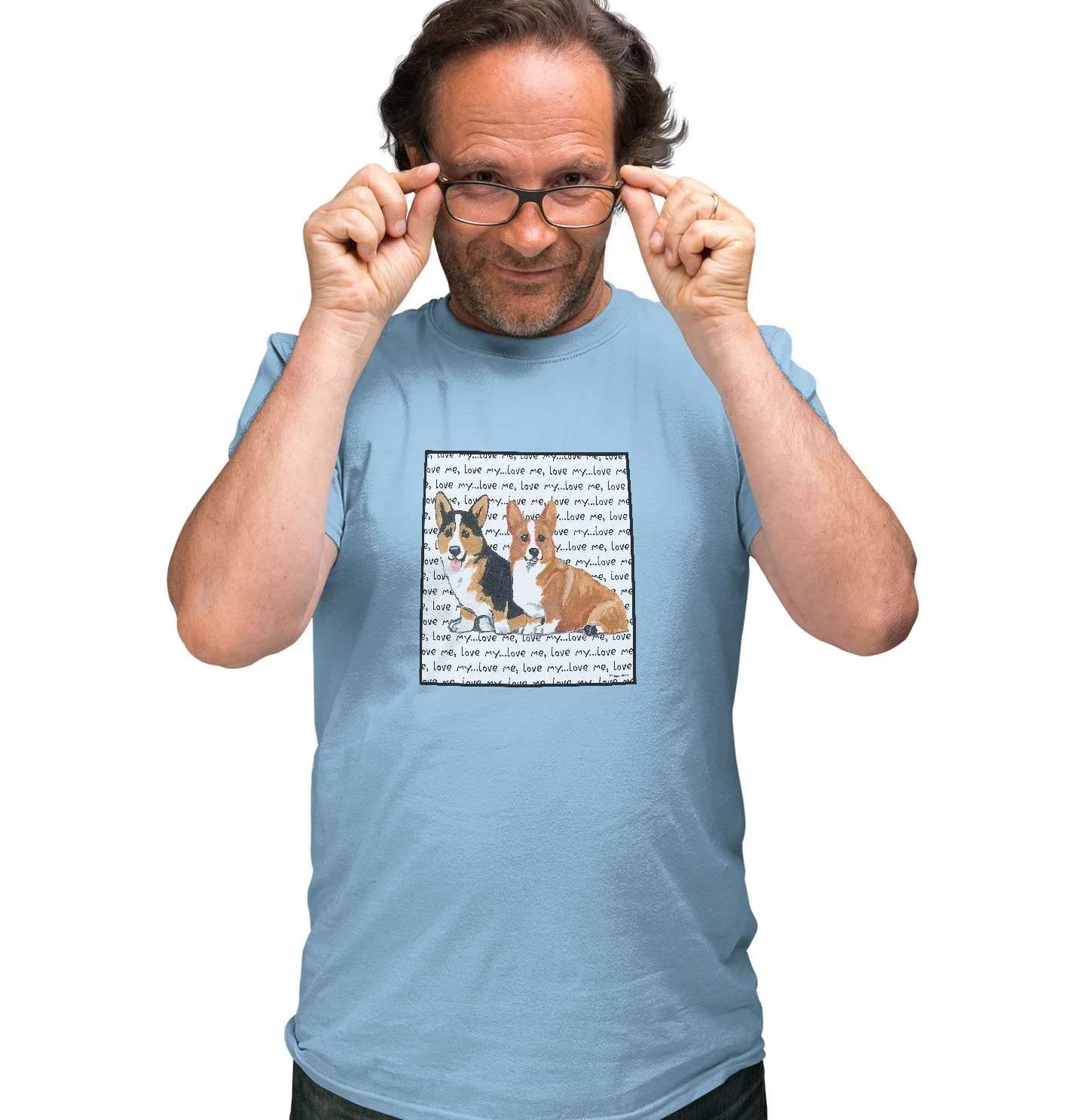 Two Corgi Love Text - Adult Unisex T-Shirt - Image 3