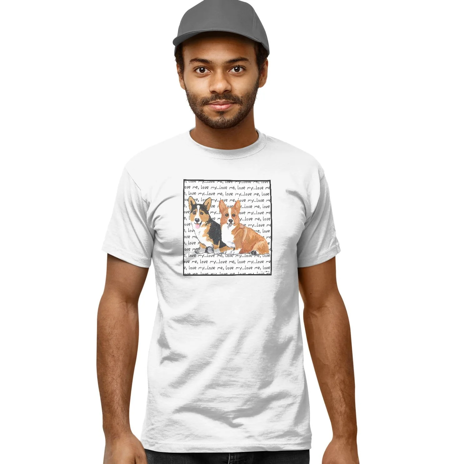 Two Corgi Love Text - Adult Unisex T-Shirt - Image 6