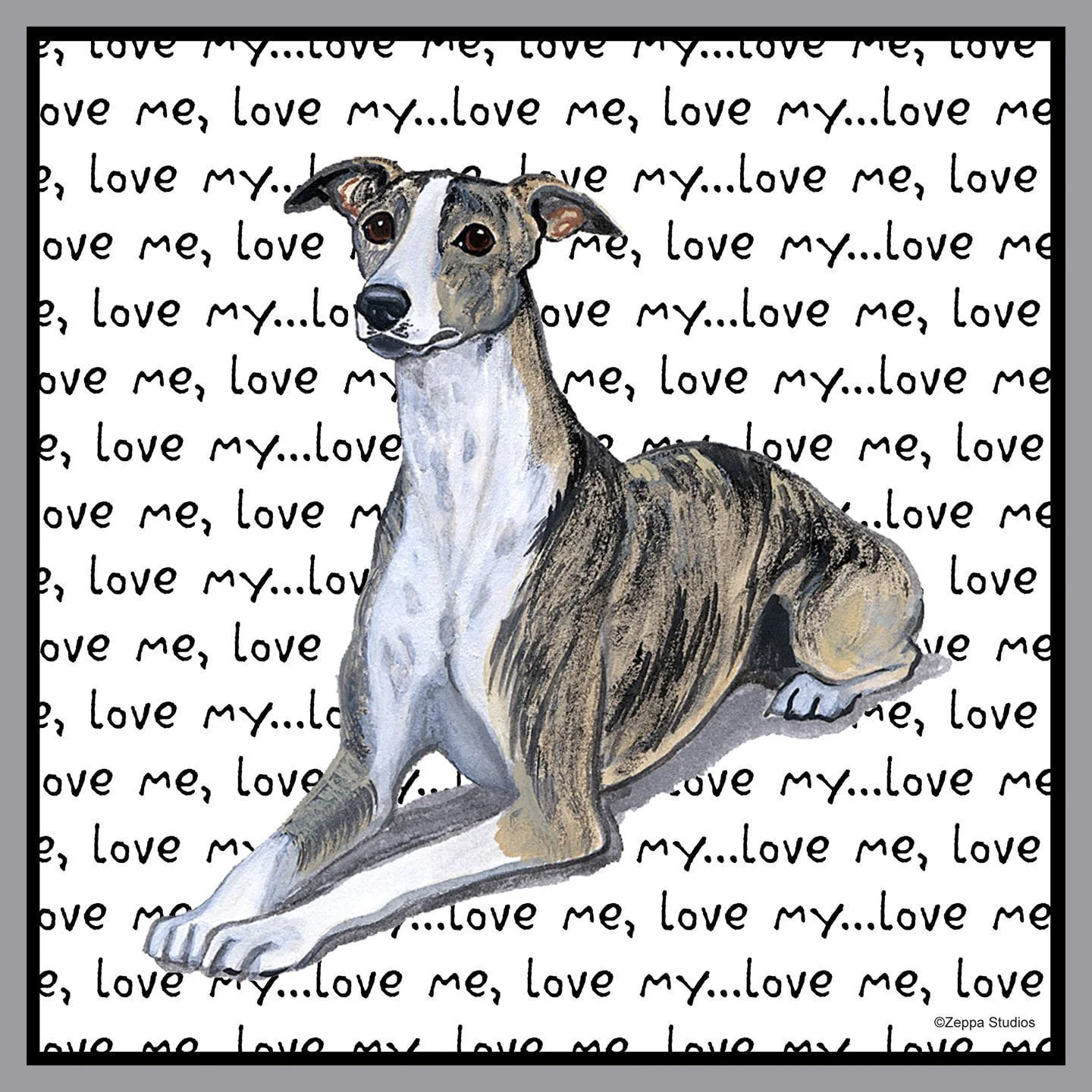 Whippet Love Text - Adult Unisex Hoodie Sweatshirt - Image 2