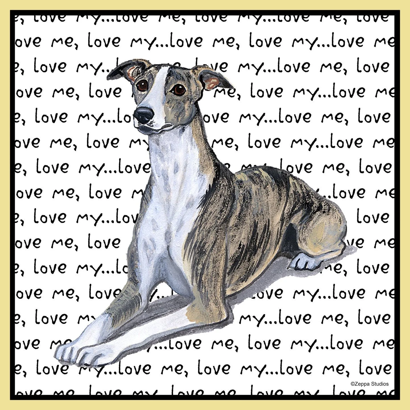Whippet Love Text - Adult Unisex T-Shirt - Image 2