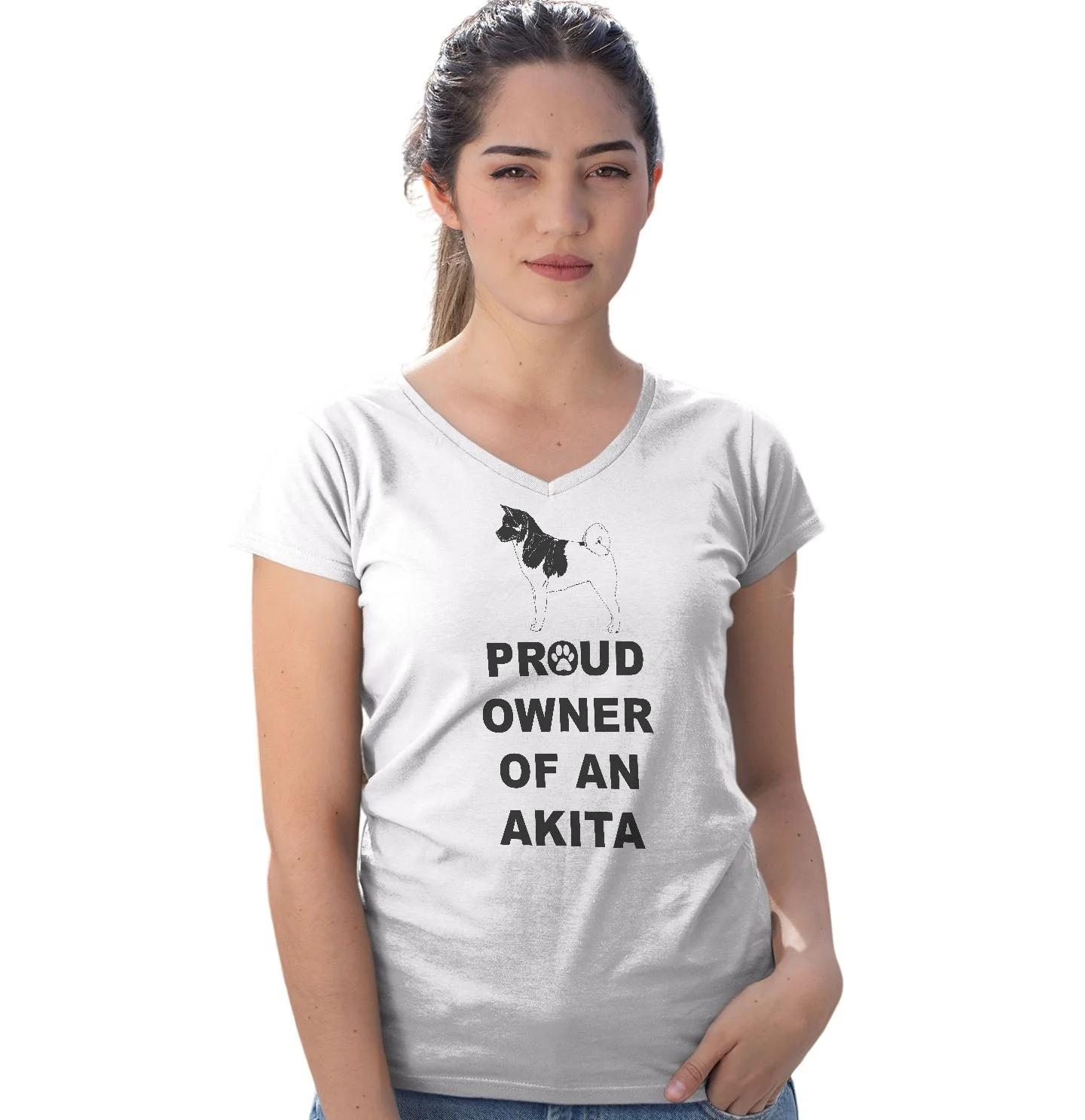 Akita Proud Owner - Women's V-Neck T-Shirt - Image 3