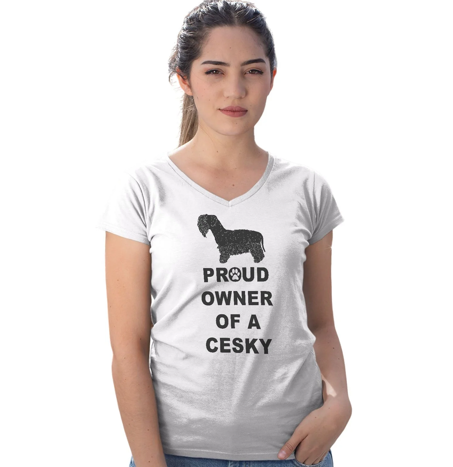 Cesky Terrier Proud Owner - Women's V-Neck T-Shirt - Image 3