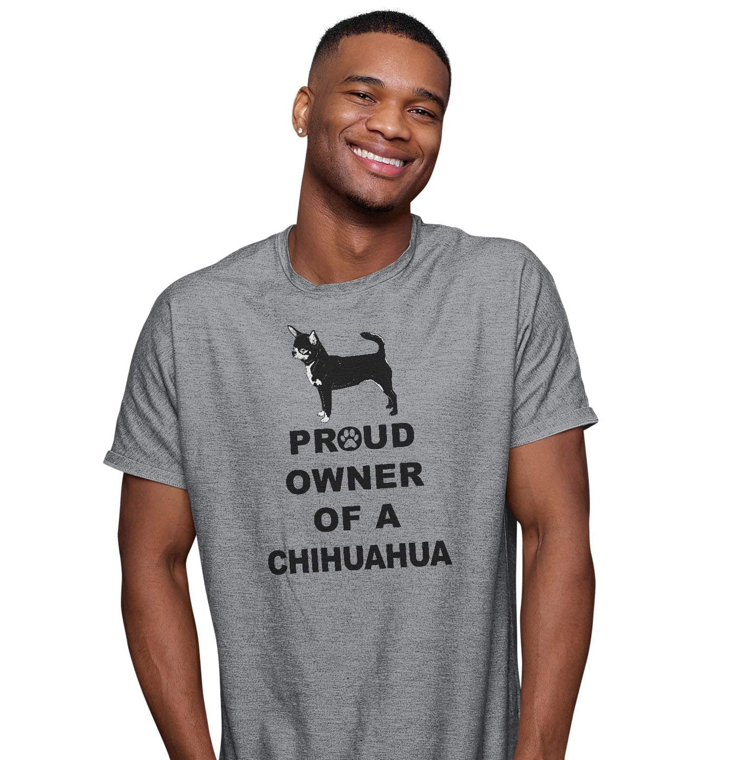 Black & White Chihuahua Proud Owner - Adult Unisex T-Shirt - Image 3