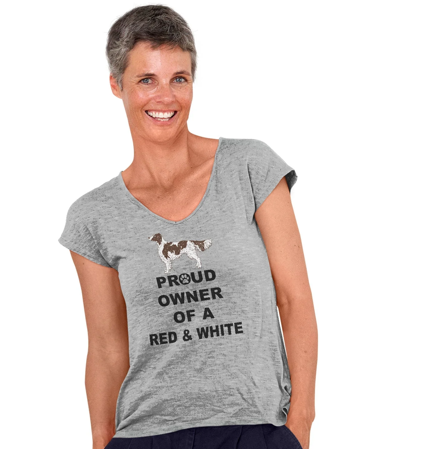 Irish Red & White Setter Proud Owner - Women's V-Neck T-Shirt - Image 3