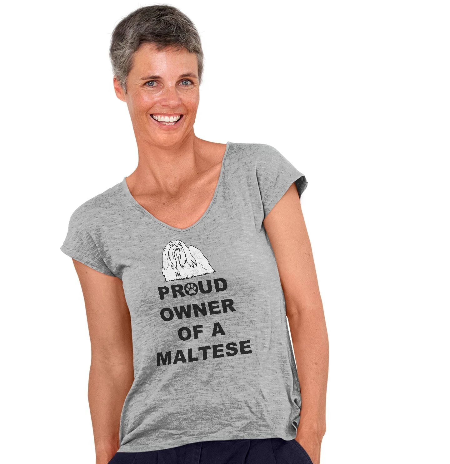 Maltese Proud Owner - Women's V-Neck T-Shirt