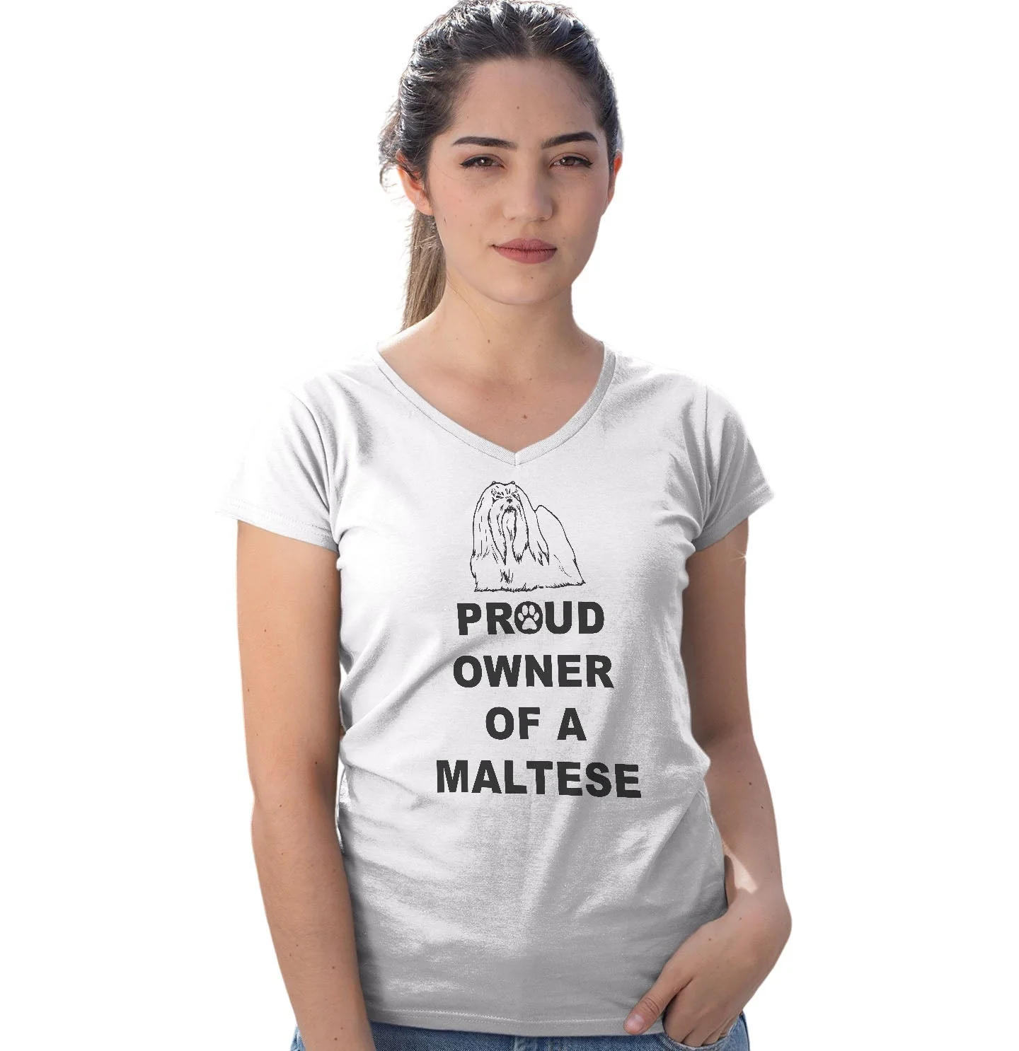 Maltese Proud Owner - Women's V-Neck T-Shirt - Image 3