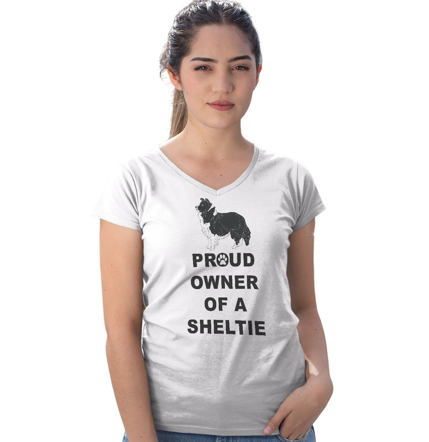 Shetland Sheepdog Proud Owner - Women's V-Neck T-Shirt - Image 3