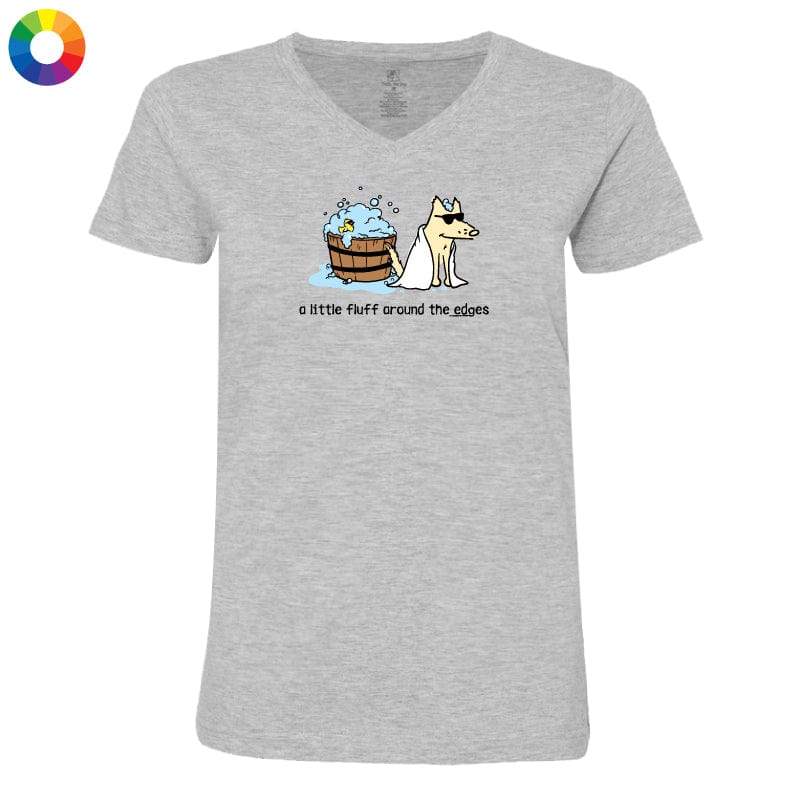 A Little Fluff Around the Edges  - Ladies T-Shirt V-Neck - Image 3
