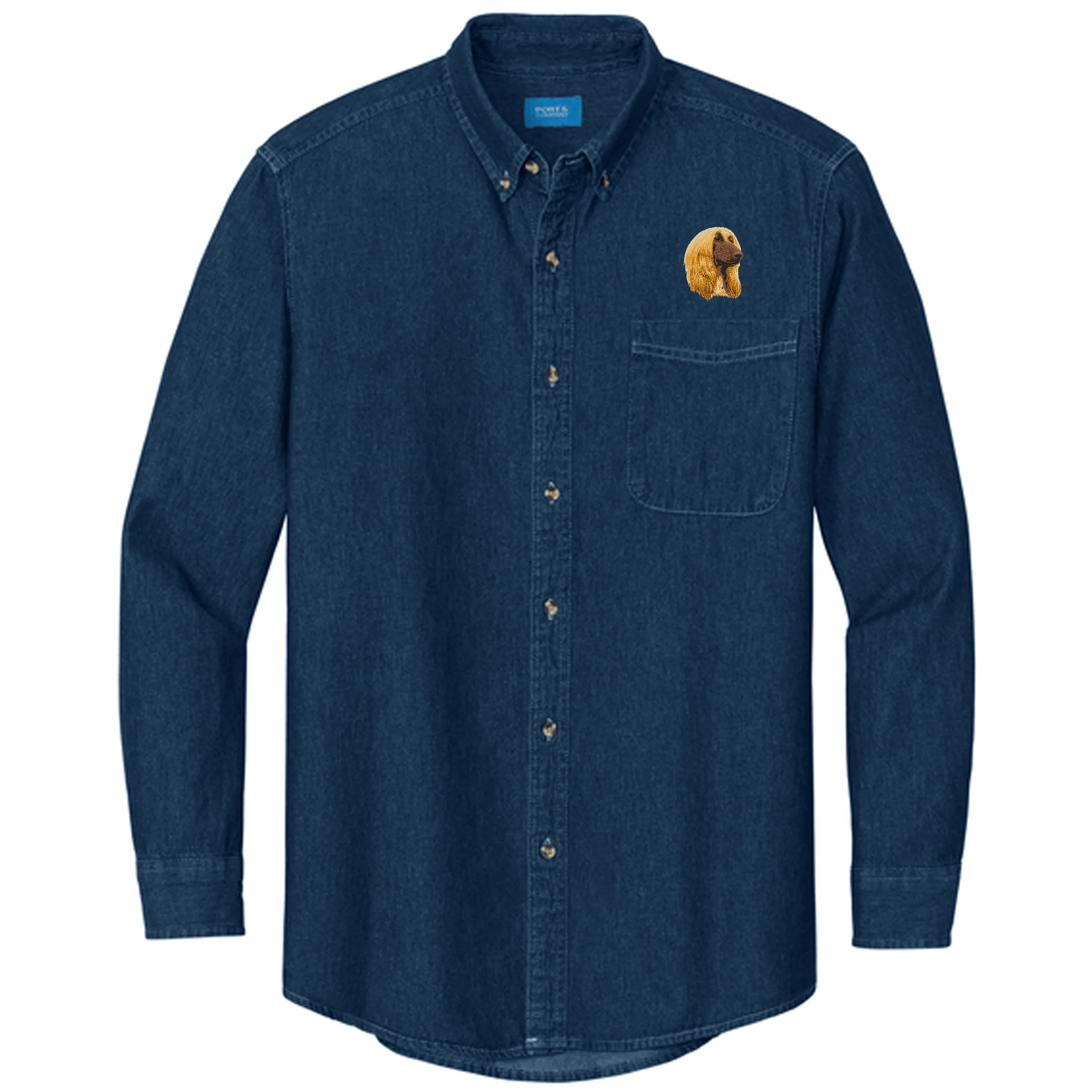 Afghan Hound Embroidered Men's Denim Shirt - Image 3