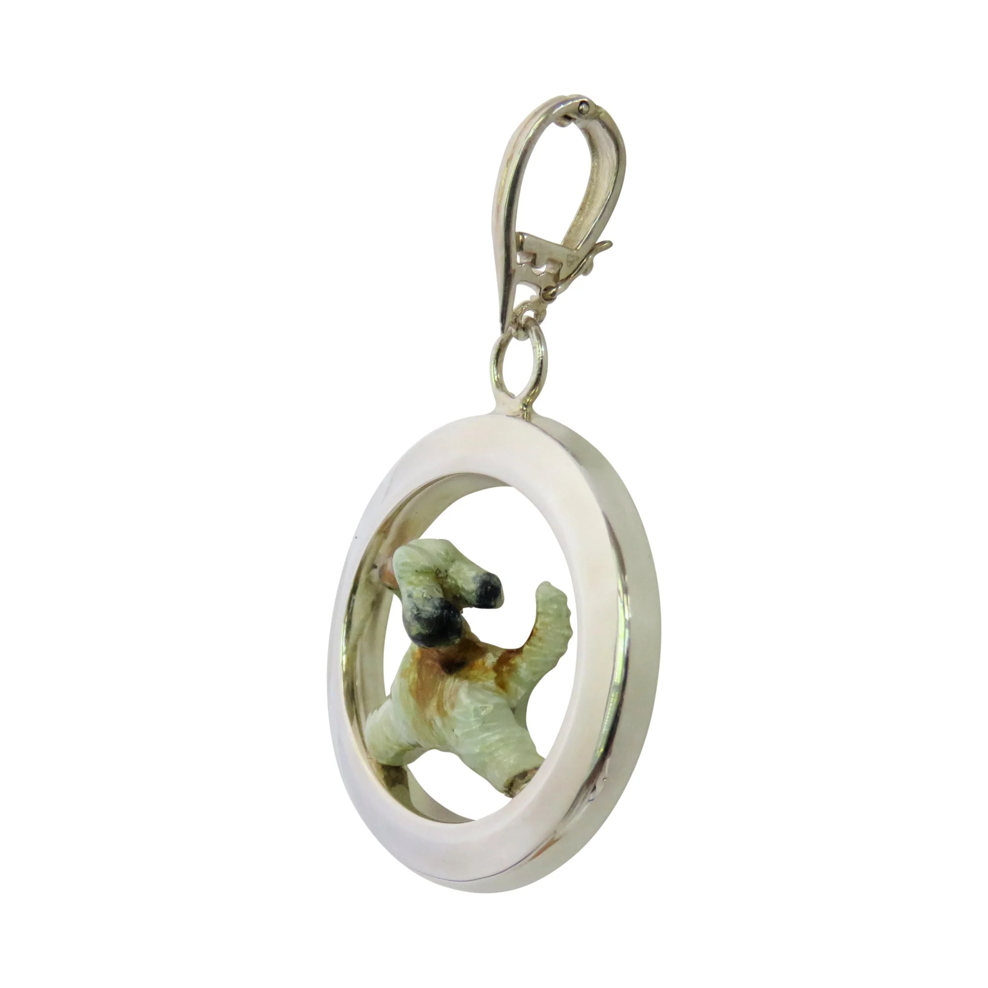 Afghan Hound Custom Enamel  in Sterling Silver Oval Pendant - Image 3