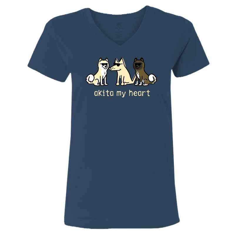 Akita My Heart - Ladies T-Shirt V-Neck - Image 5