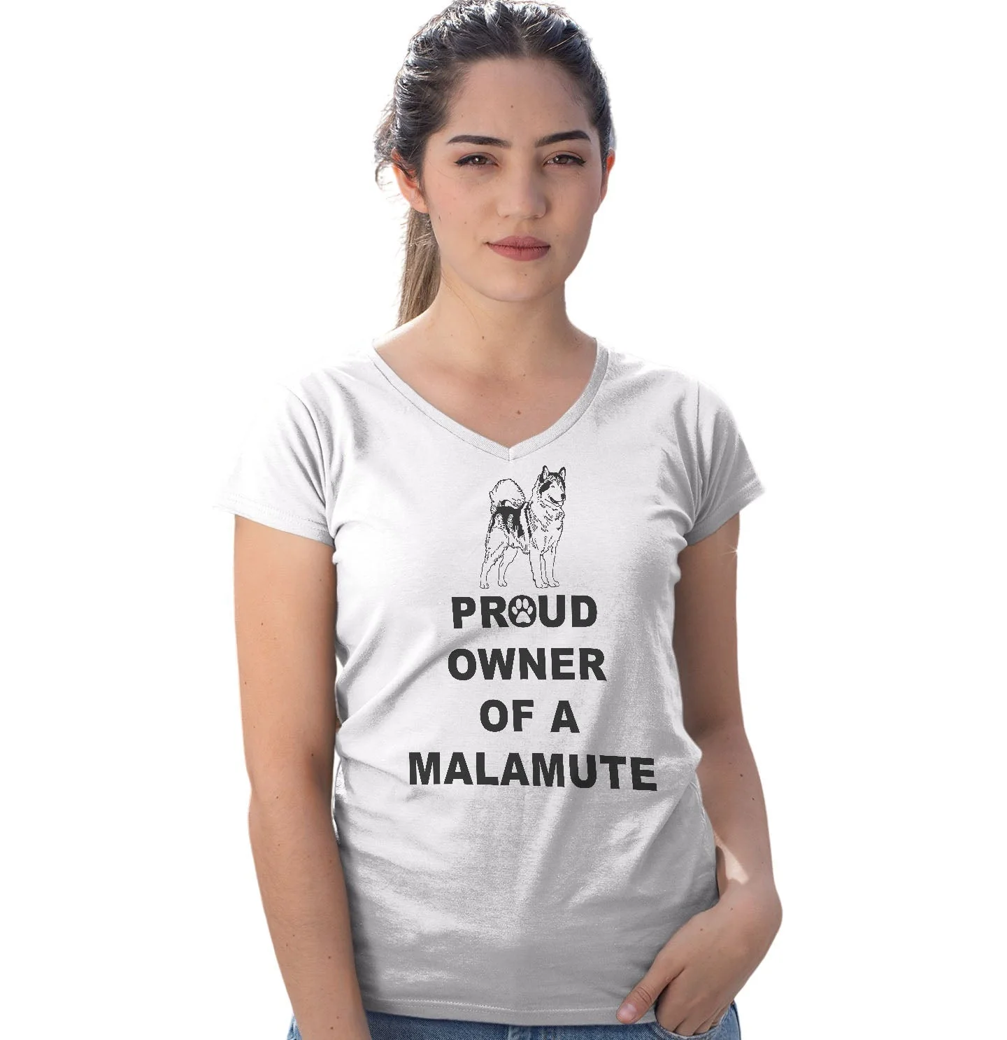 Alaskan Malamute Proud Owner - Women's V-Neck T-Shirt - Image 3