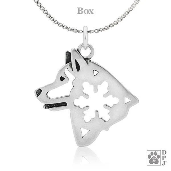 Alaskan Malamute w/Snowflake, Head, Pendant - Image 3