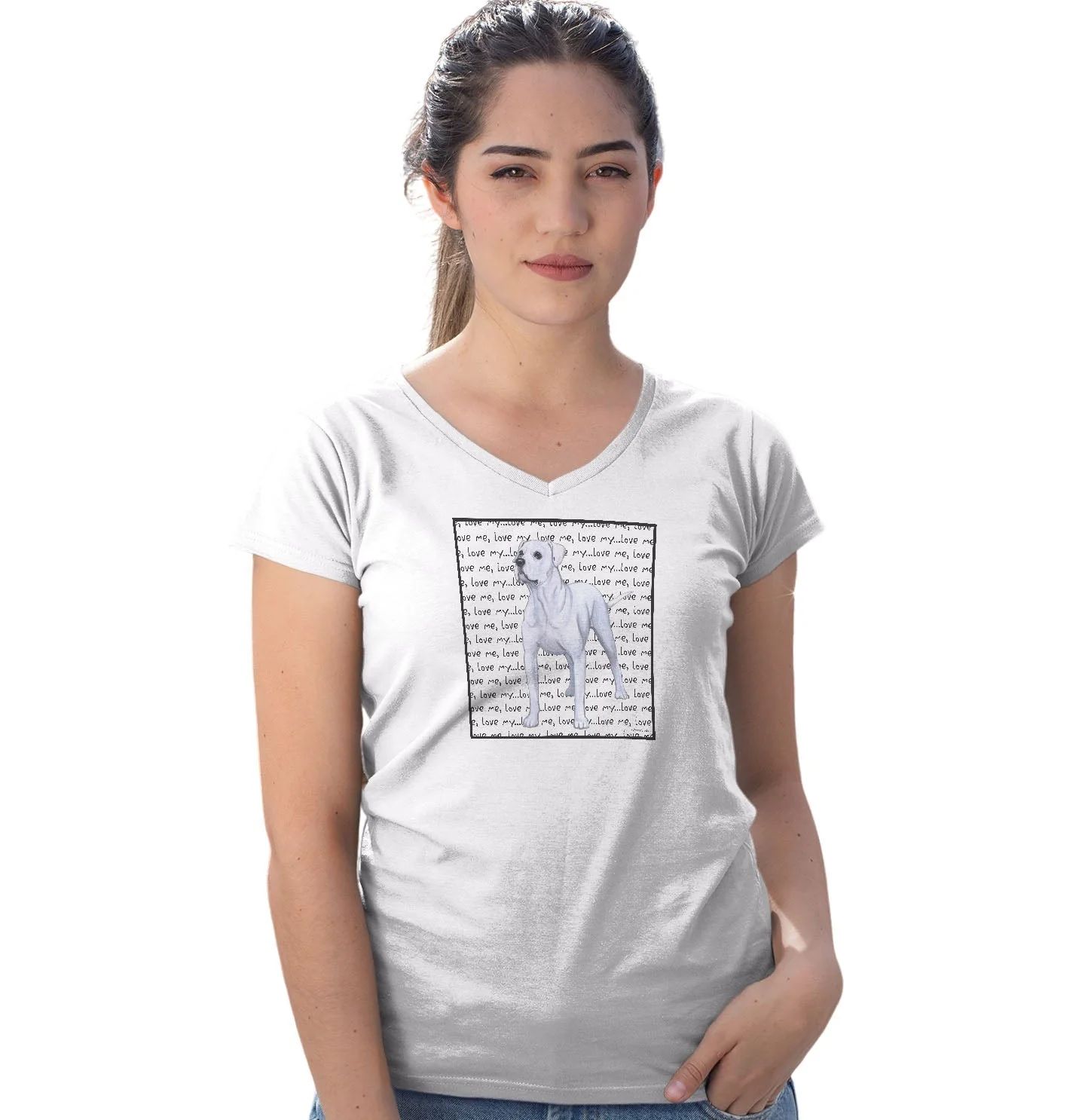 American Bulldog Love Text - Women's V-Neck T-Shirt - Image 3