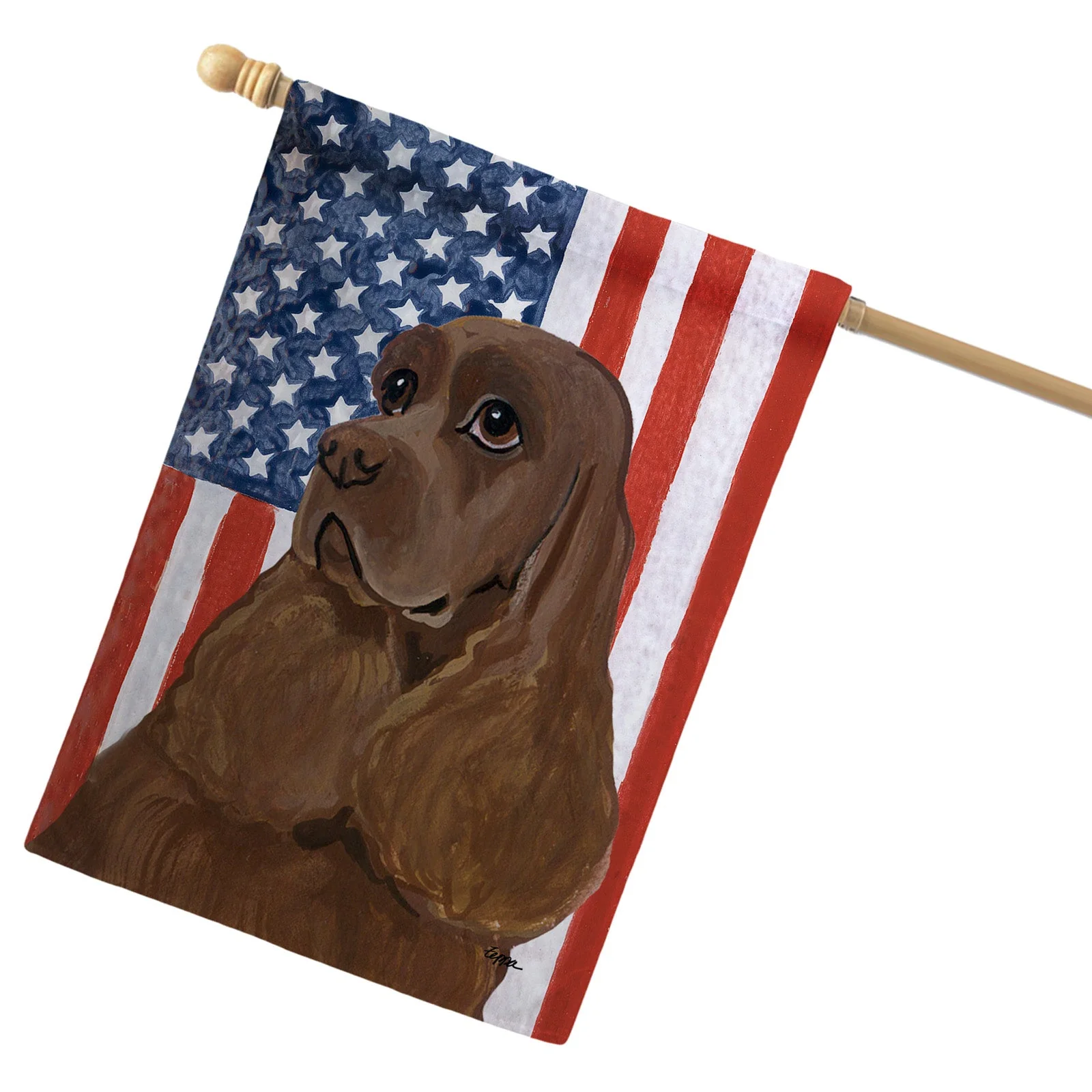 Cocker Spaniel Americana House Flag - Image 3