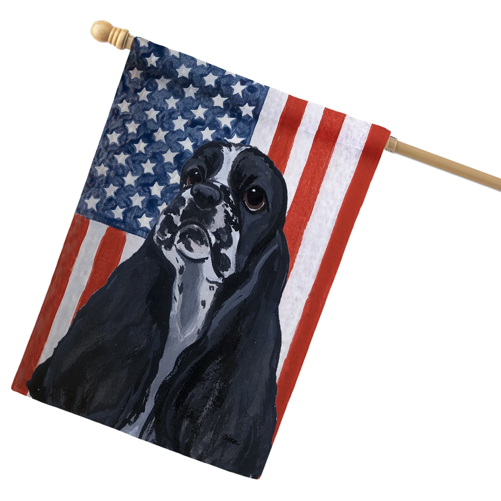 Cocker Spaniel Americana House Flag - Image 4