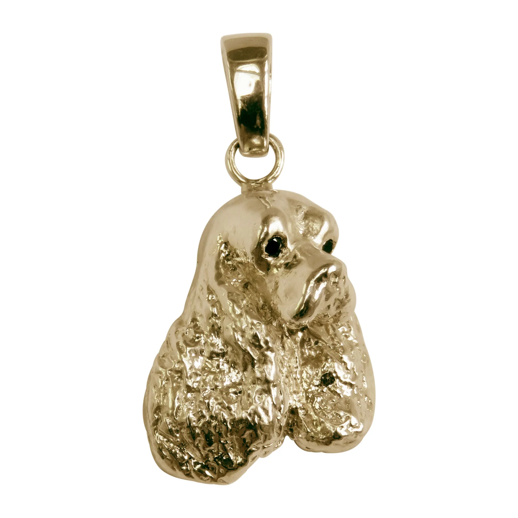 Cocker spaniel in 14K Gold with Black Diamond Eye Pendant - Image 2