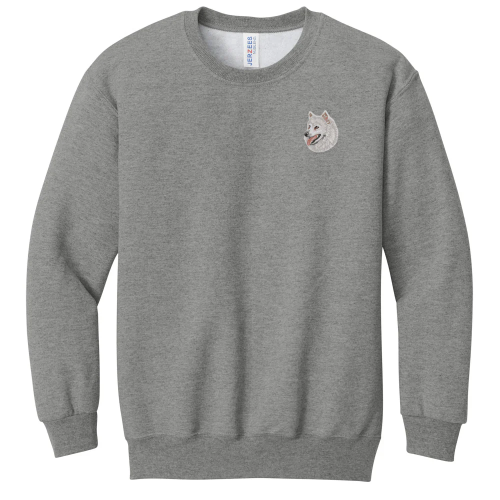 American Eskimo Dog Embroidered Youth Crewneck Sweatshirt