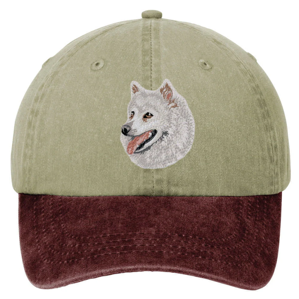 American Eskimo Dog  Embroidered Two Tone Baseball Cap - Image 2
