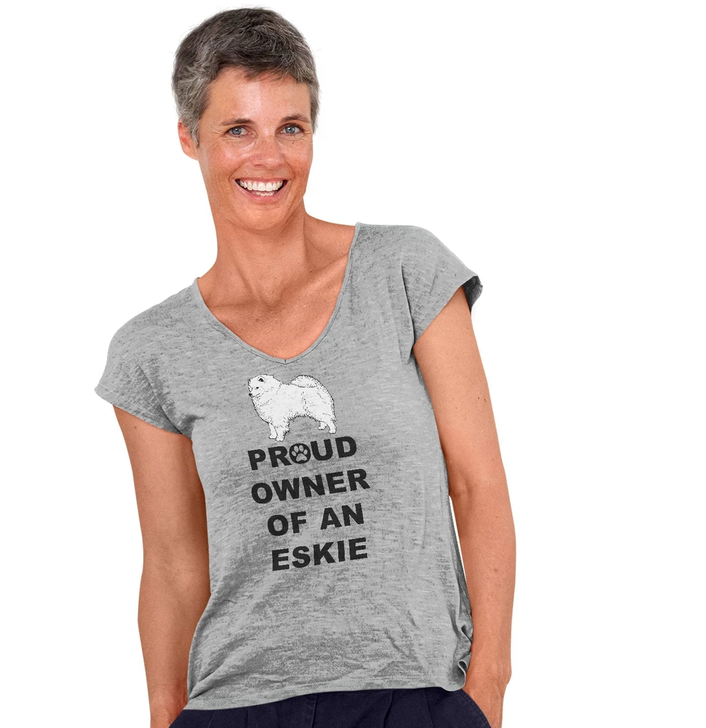 American Eskimo Dog Proud Owner - Women's V-Neck T-Shirt - Image 3