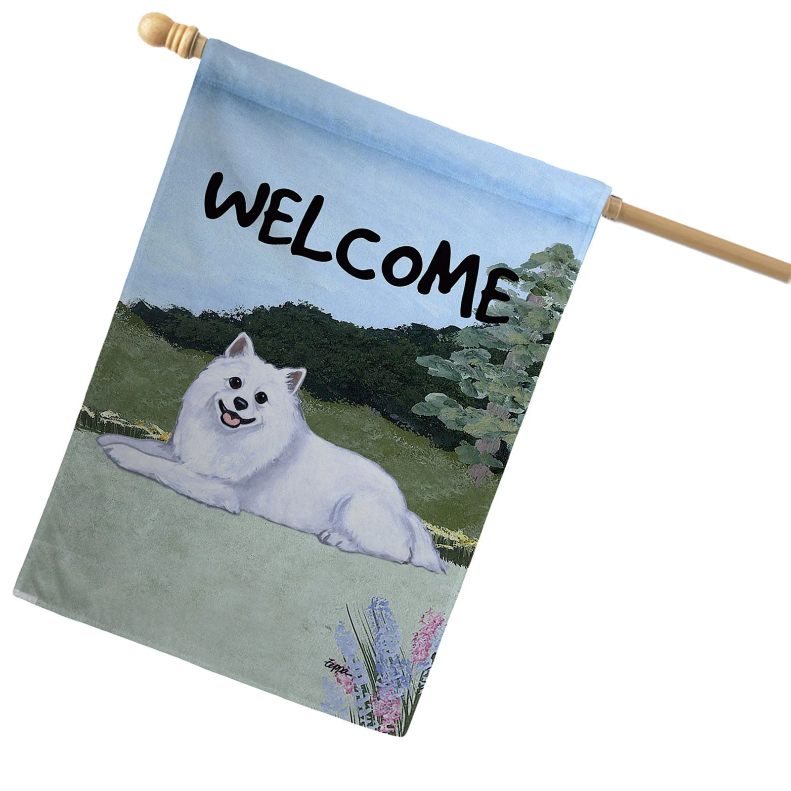 American Eskimo Dog House Flag