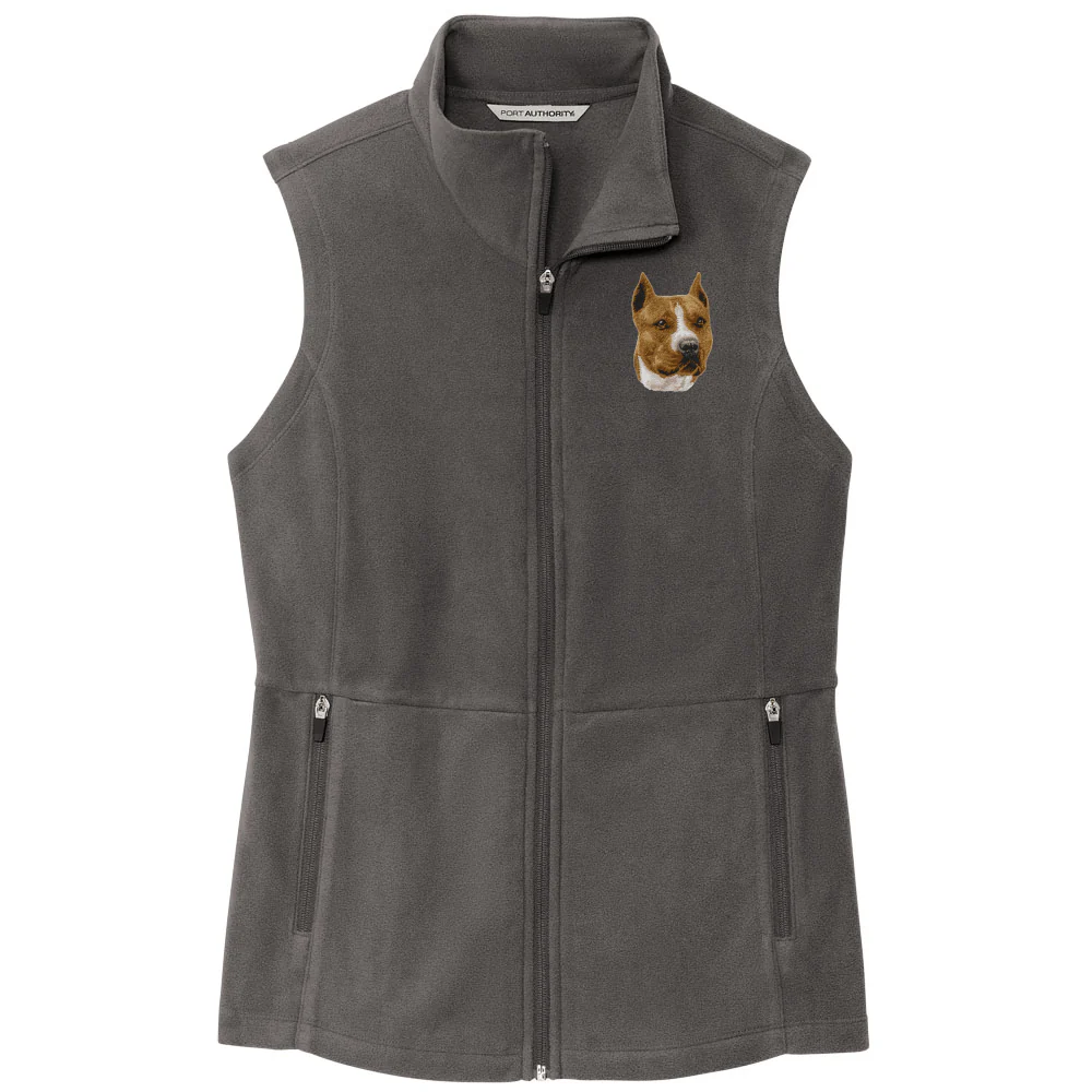 American Staffordshire Terrier Embroidered Women's Fleece Vest - Image 2