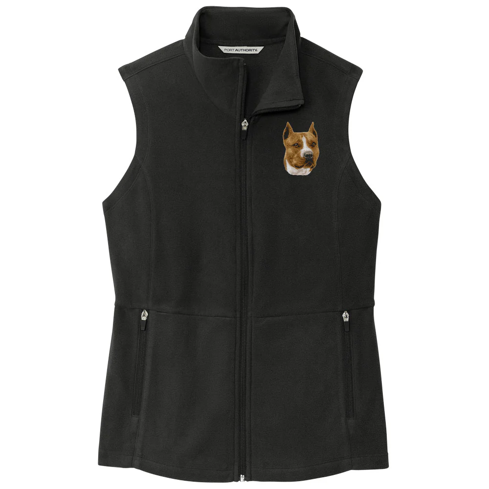 American Staffordshire Terrier Embroidered Women's Fleece Vest - Image 3
