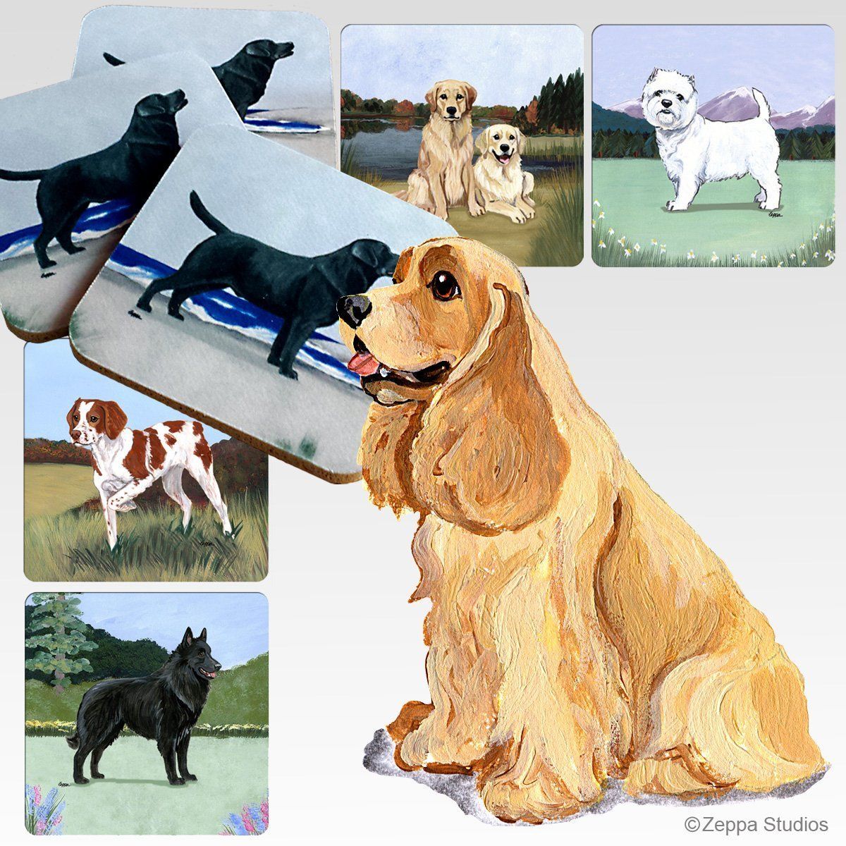 Cocker Spaniel Scenic Square Coaster