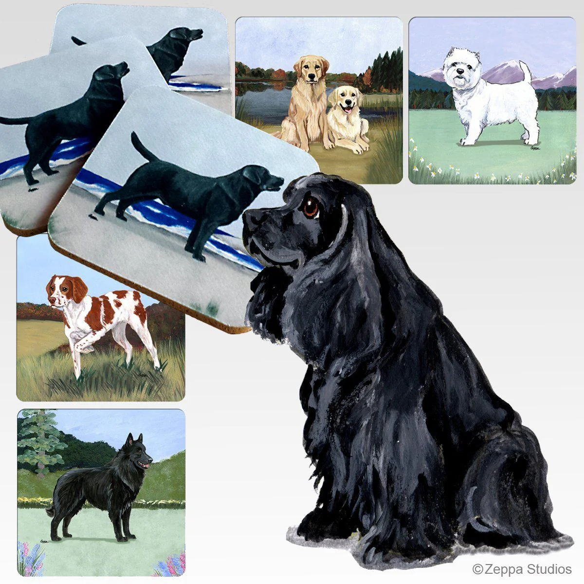 Cocker Spaniel Scenic Square Coaster - Image 2