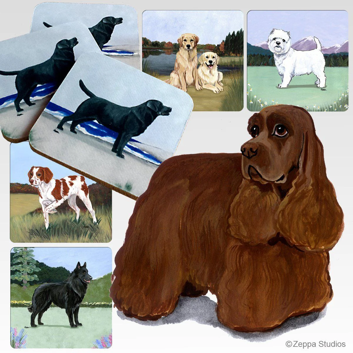 Cocker Spaniel Scenic Square Coaster - Image 3