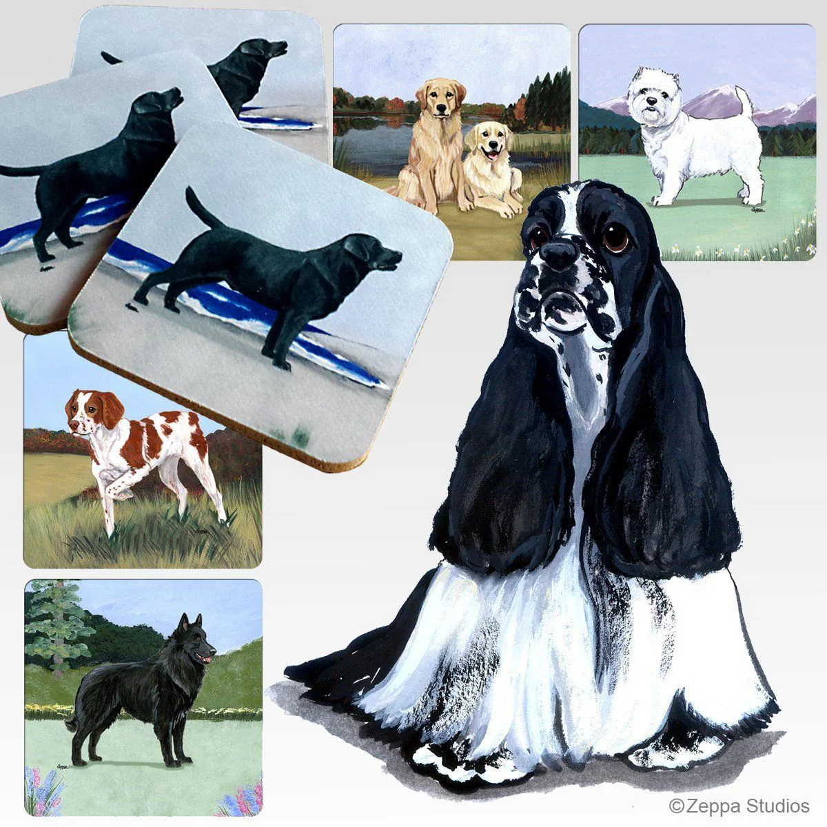 Cocker Spaniel Scenic Square Coaster - Image 4