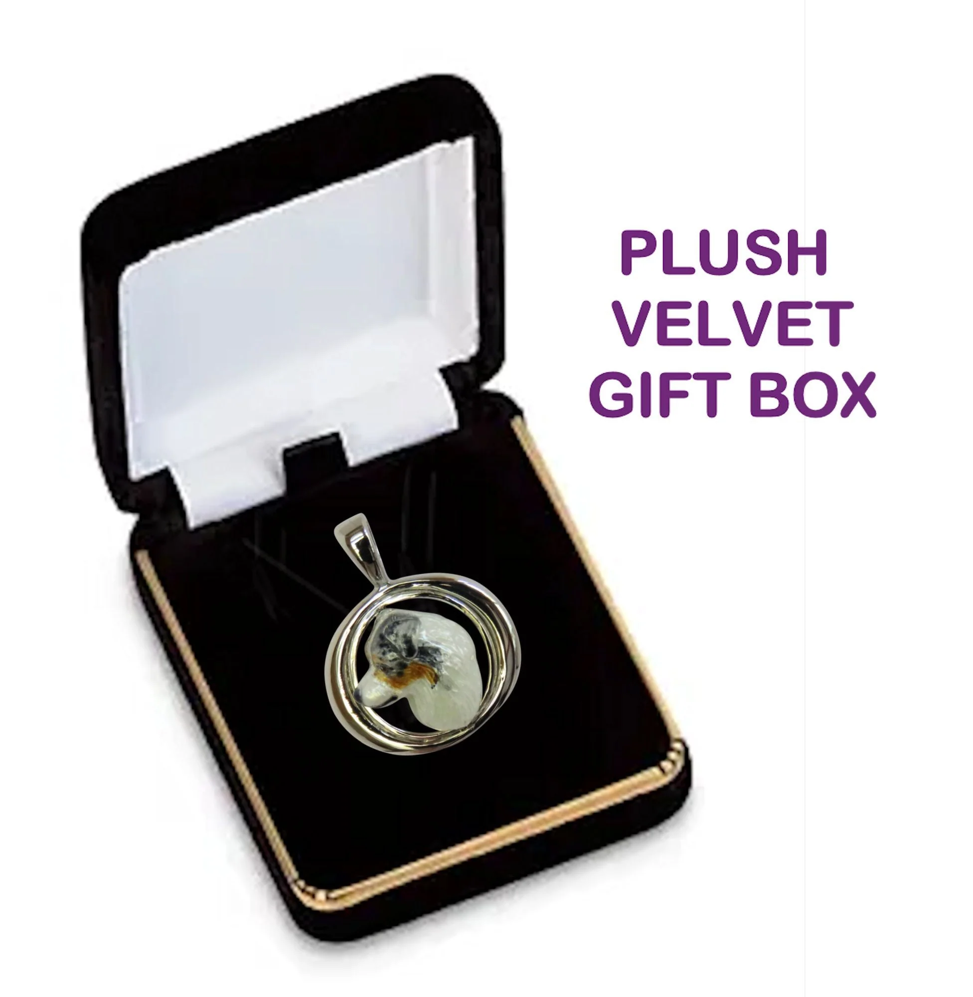 Australian Shepherd Custom Enamel  in Sterling Silver Tapered Oval Pendant - Image 4