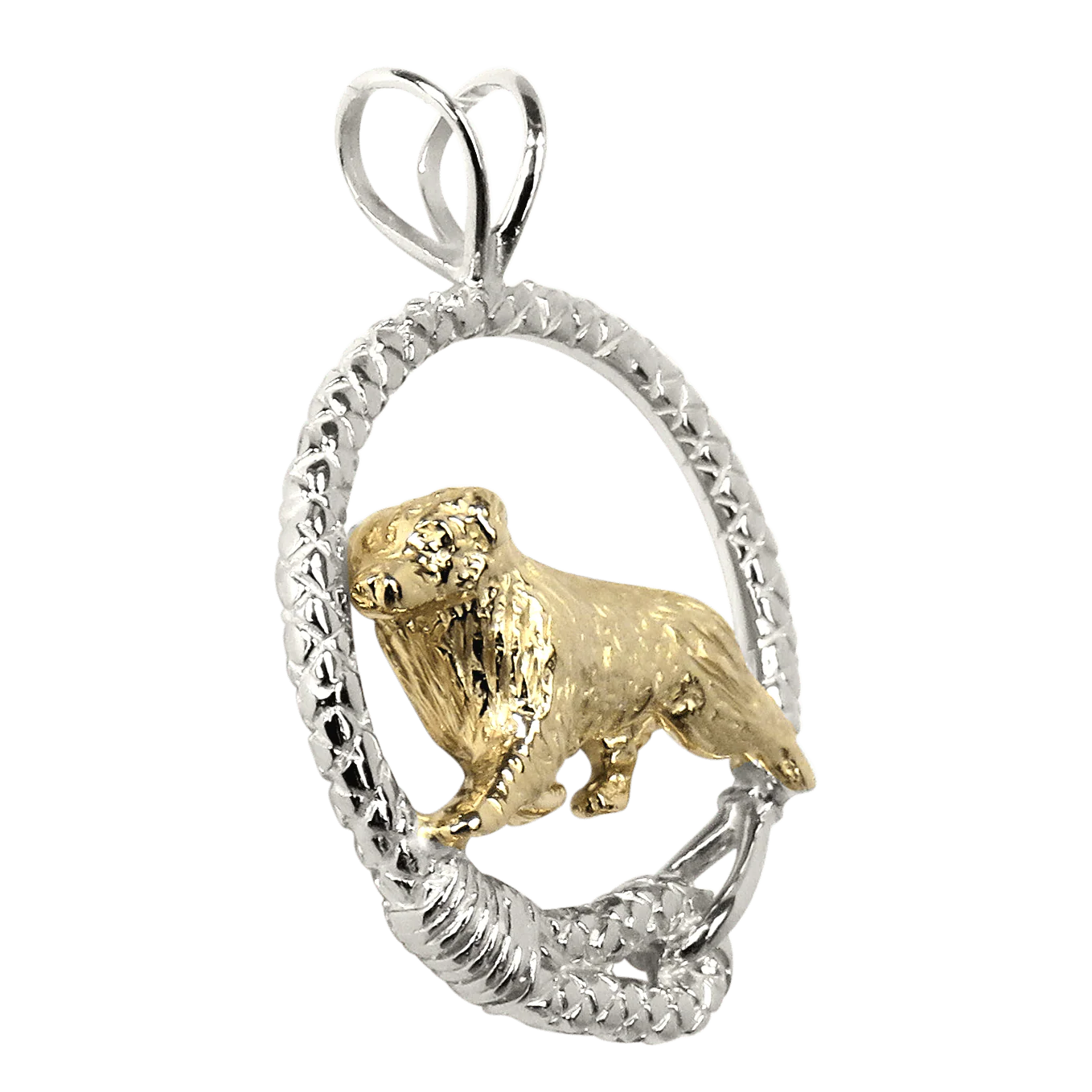 Australian Shepherd Solid 14K Gold in Sterling Silver Leash Pendant - Image 2