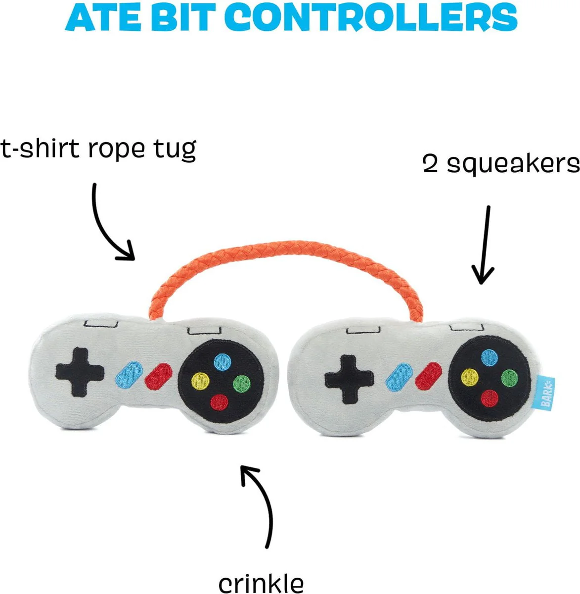 BARK Ate Bit Controllers Squeaky Plush Dog Rope Toy - Image 3