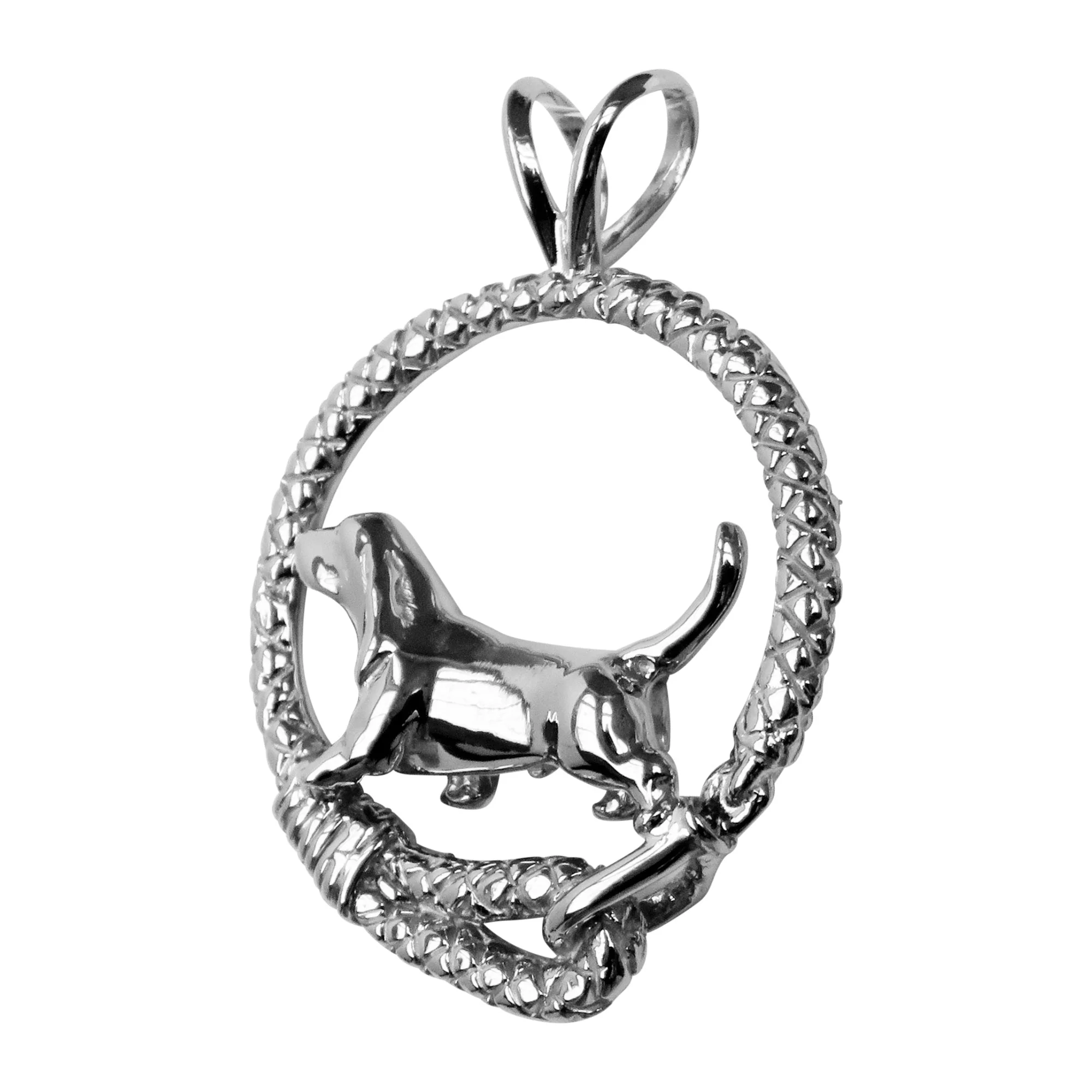 Basset Hound in Sterling Silver Leash Pendant - Image 2