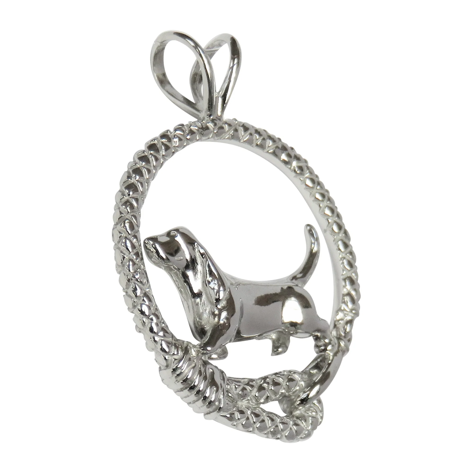 Basset Hound in Sterling Silver Leash Pendant - Image 3