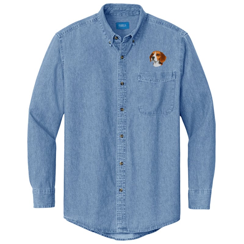 Beagle Embroidered Men's Denim Shirt
