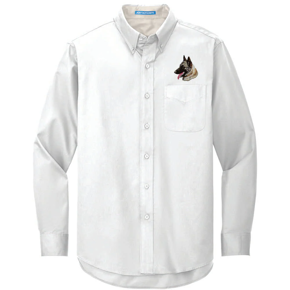 Belgian Malinois Embroidered Long Sleeve Button Up Shirt - Image 2