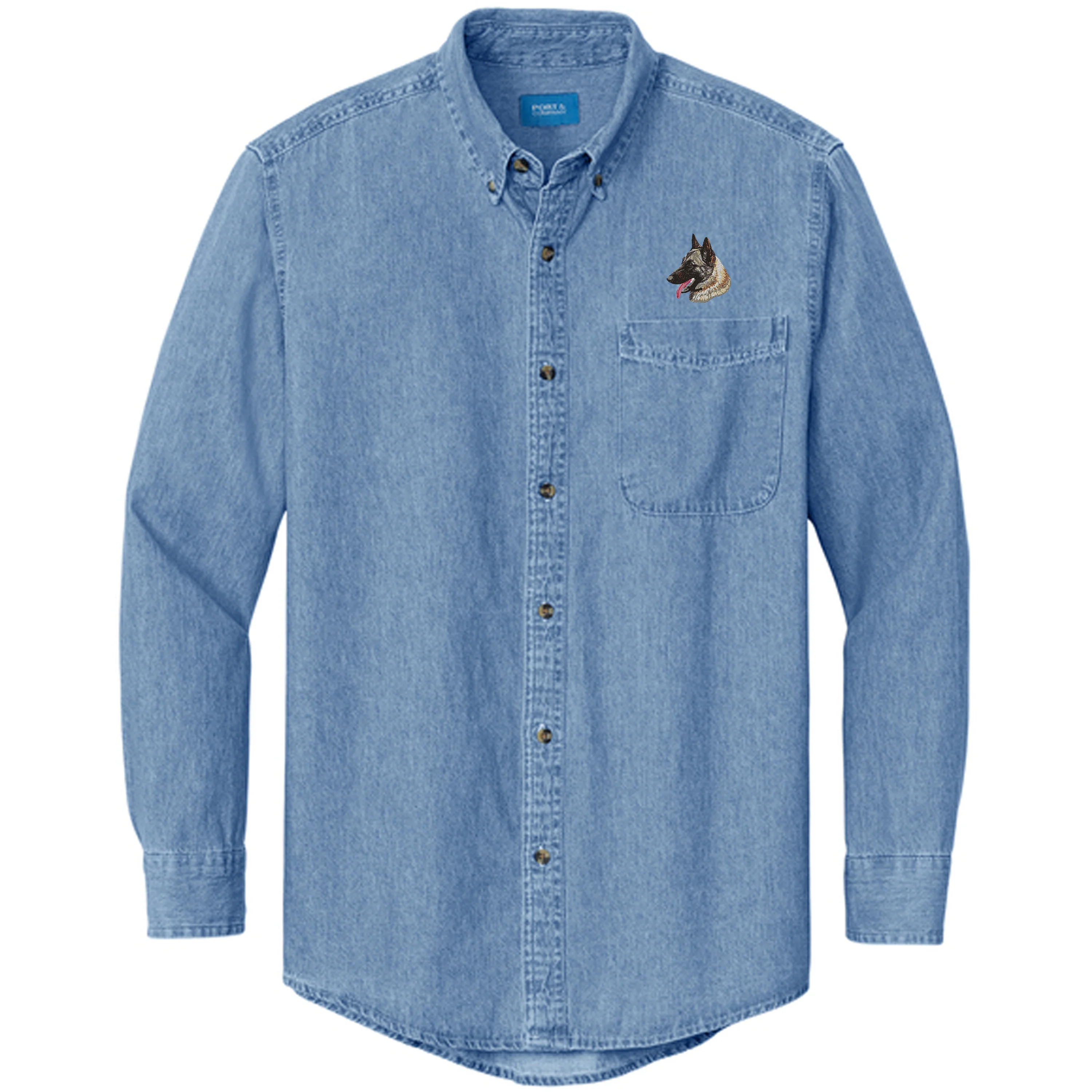 Belgian Malinois Embroidered Men's Denim Shirt